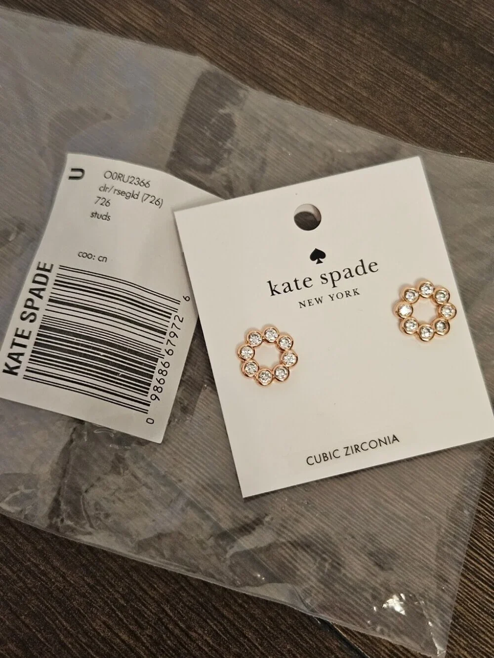 NWT Kate Spade Rose Gold Full Circle Crystal Earrings New In Packaging